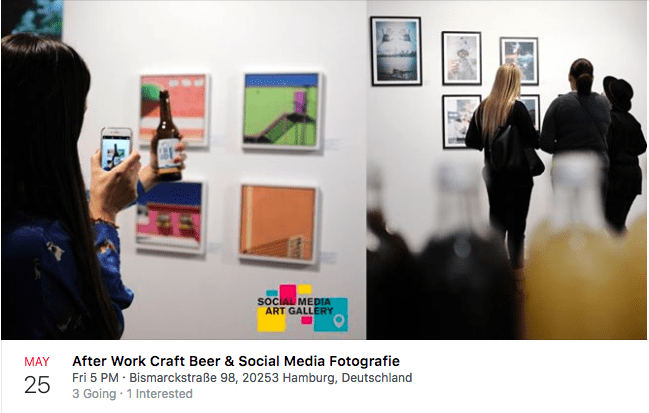 Social Media Art Gallery event visitors viewing photos